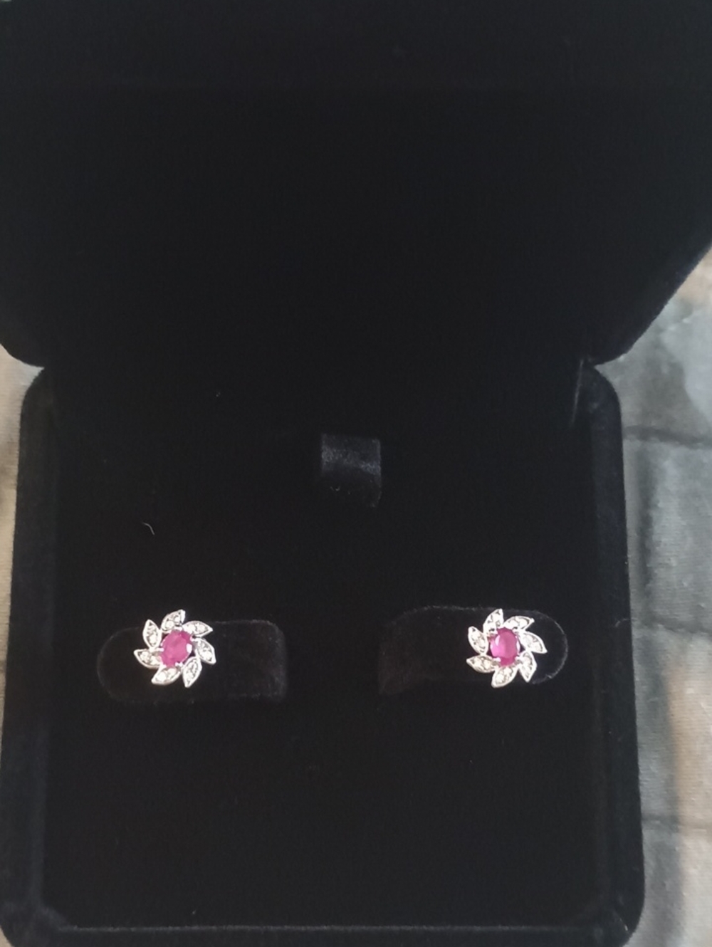 New Genuine Ruby  and Silver  Earrings